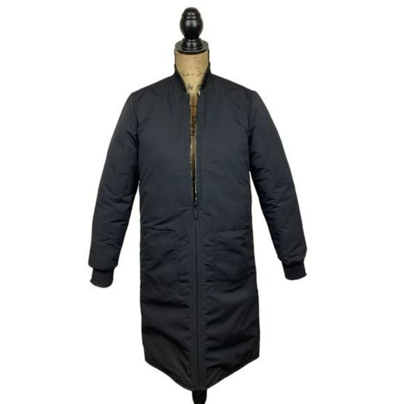 Frank & Oak Reversible Floral Black & White Long Bomber Jacket Womans Small - Picture 5 of 15